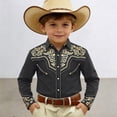 thumbnail image 2 of NAFUU Boys Shirts Western Cowboy 3D Lapel Print Shirt Long Sleeve Button Down Top For Children Youth Blouses For Boys Dressy Casual Sizes 4-5 Years, 2 of 4