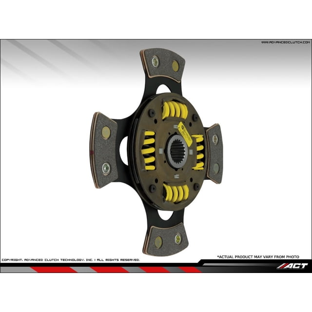 Advanced Clutch 4224205 Clutch Disc Race Single Disc; 4 Paddle Design; 8.82 Inch Diameter; 15/16 Inch x 22 Spline Input Shaft; Sprung Hub; Ceramic Friction Material; Steel Plate Material