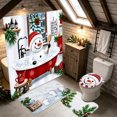 thumbnail image 7 of Clearance! 4Pcs Christmas Shower Curtain Bathroom Set, Funny Cute Snowman Bathtub Print Waterproof Shower Curtain, Non Slip Rugs, Toilet Seat Cover, Holiday Home Decor with 12 Hooks, 7 of 7