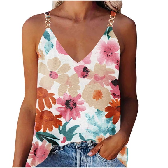 LEAVINGSUO Summer Womens Tank Tops Women's Summer Casual Sleeveless Blouse V Neck Tops T-Shirt Vest for Women Pink XXL