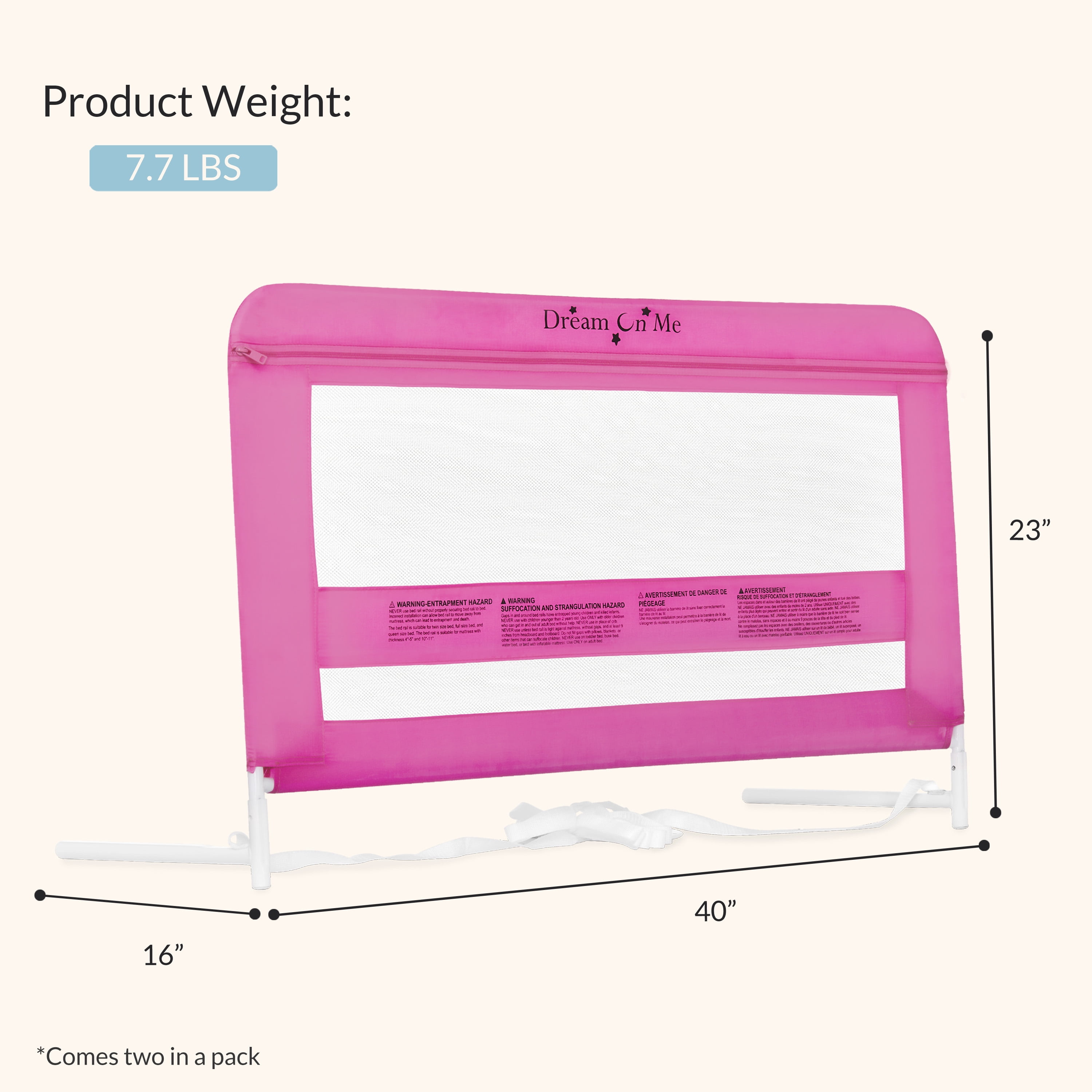 Dream On Me Lilibet Safety Bed Rail Double Pack
