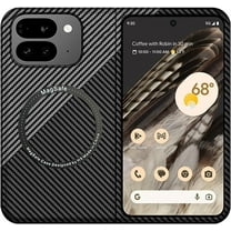 for Google Pixel 9 Pro Fold Case Carbon Fiber [Compatible with MagSafe] Ultra Slim Magnetic Shockproof Anti-Scratch Drop Protection Case, Black&Silver