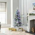 thumbnail image 6 of LuxenHome 5Ft Multicolored Pre-Lit Flocked Artificial Tree Potted, 6 of 9