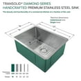 thumbnail image 3 of Transolid KKM-DUSB231810 Diamond 23-in L x 18-in W Single Bowl Undermount Kitchen Sink and Accessories Kit in Stainless Steel, 3 of 12
