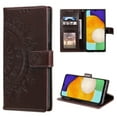 thumbnail image 6 of Wallet Case Compatible with Samsung Galaxy S24 PU Leather, Mandala Flower Floral Embossed Stand Feature with Wrist Strap and 3-Slots ID & Credit Cards Pocket Magnetic Clasps - Brown, 6 of 6