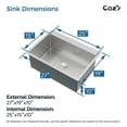 thumbnail image 2 of Stainless Steel Single Bowl Kitchen Sink 27x19 inch, 1-Piece Overmount Brushed with US Drain & Hook, SS-BR02D-271908, 2 of 11