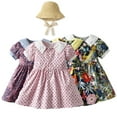 thumbnail image 3 of LYMAYTER Newborn Girls Flower Dresses for Kids Baby Bubble Sleeve Princess Dress Toddler Sweet Sundress with Sun Hat for 3M-4T, 3 of 9