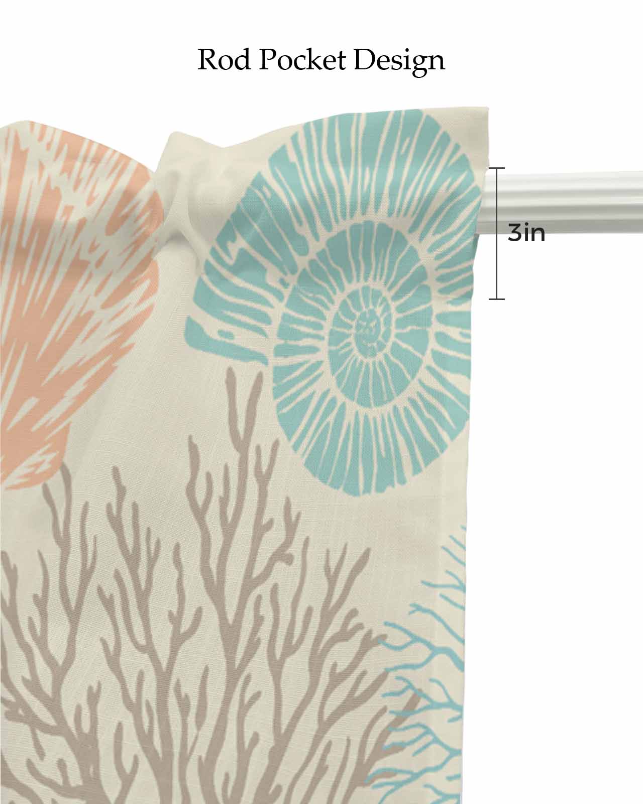 Coastal Turquoise Kitchen Valances for Windows Farmhouse Linen Window Valance Curtain for Living Room Window Treatment Ocean Coral Starfish Shell Modern Sea Valance Rod Pocket Topper, 60 x 18 Inch