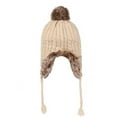 thumbnail image 3 of Lovebay Womens Winter Knitted Ushanka Hat, Ear Flaps Windproof with Pom Pom Beige, 3 of 3