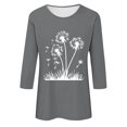thumbnail image 4 of Plebaso Hauts pour Femmes Manches 3/4 Chemises Imprimées Décontractées Tuniques Col Rond Blouses pour Femmes, 4 of 4