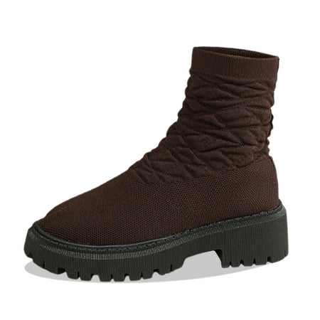 

Daznico Womens Booties Women s Autumn and Winter British Platform Ankle Boots Outdoor Warm Shoes Womens Chelsea Boots Size 7.5