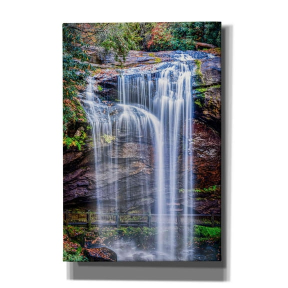 Epic Graffiti 'Smoky Mountains Autumn Waterfall 1' by Grace Fine Arts Photography, Canvas Wall Art, 12"x18"