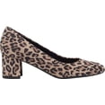 thumbnail image 2 of EVOLVE Womens Beige Leopard Print Traction Comfort Cushioned Robin Almond Toe Block Heel Slip On Leather Dress Pumps 7.5 M, 2 of 5