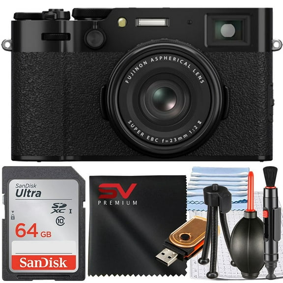 FUJIFILM X100 VI Digital Camera (Black) with SanDisk 64GB Memory Card   SV Premium Accessory Bundle