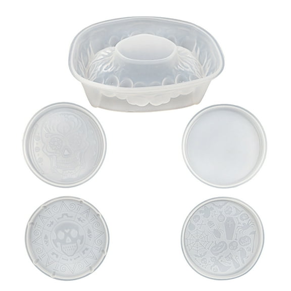 Halloween Coaster Silicone Mold Skull for Head Pattern Mold Tooth Coaster Holder Epoxy Casting Mold DIY Handmade Craf