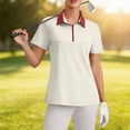 thumbnail image 6 of Soyumi Women's Short Sleeve Golf Tennis Polo Shirts V Neck Collared Workout Tops UV Protection Tennis Golf Shirt Business Casual Loose Collared V Neck Top, White, 6 of 9