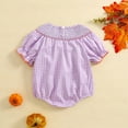 thumbnail image 4 of Weebloom Girls Romper Halloween Bodysuits Casual Short Sleeve Top With Pumpkin Embroidery Collar Kids Jumpsuits Outwear,5-6 Years, 4 of 7