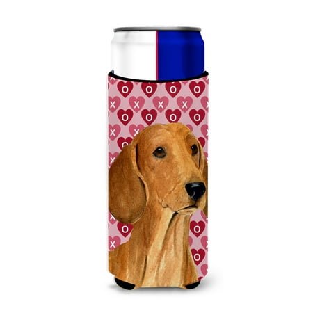 

Caroline s Treasures SS4487MUK Dachshund Hearts Love and Valentine s Day Portrait Ultra Hugger for slim cans Slim Can