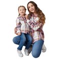 thumbnail image 4 of FYMNSI Women and Girls Button Down Plaid Flannel Shirts Autumn Casual Long Sleeve Shacket Mommy and Me Matching Outfits Pink (Girl 6-7T), 4 of 10
