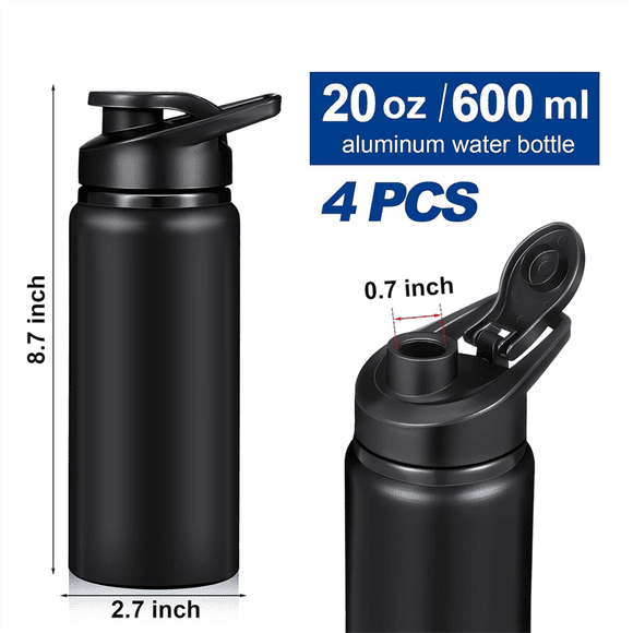 10 Pieces Water Bottle 600ml Reusable Bottles Snap Lid Water Bottle for Gym Sports Camping Hiking Fishing Black