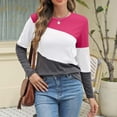 thumbnail image 4 of Womens Tops Color Block Tunic Tops Casual Long Sleeve Shirts Round Neck Pullover Blouses For Women, 4 of 7