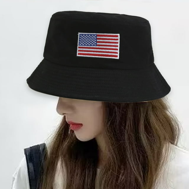 Patriotic Print Bucket Hat | Reversible Polyester Cap | Independence Day, Holiday, Wedding Decoration | Lightweight Foldable Sun Protection | Universal Size | White | 1 Pack