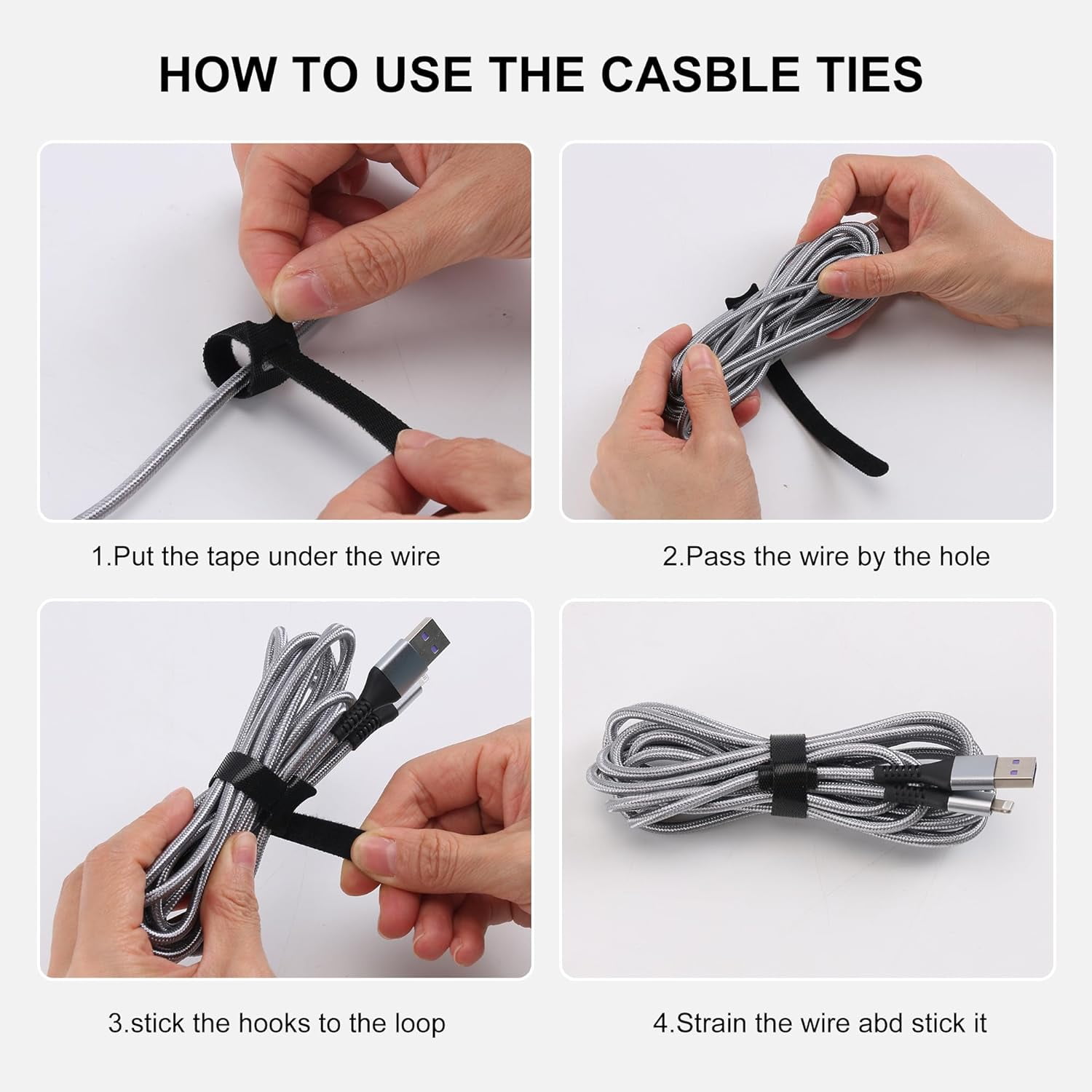 FEFEFW-Reusable Cable Ties, 210 PCS 6 Inches Adjustable Cord Straps Wire Organizer Cord Wrap and Hook Loop Cable Management