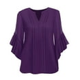 thumbnail image 4 of Purple Women Shirts, Women'S 3/4 Sleeve Tops Casual Business Work Blouses Chiffon Shirts,Women Shirts M, 4 of 4