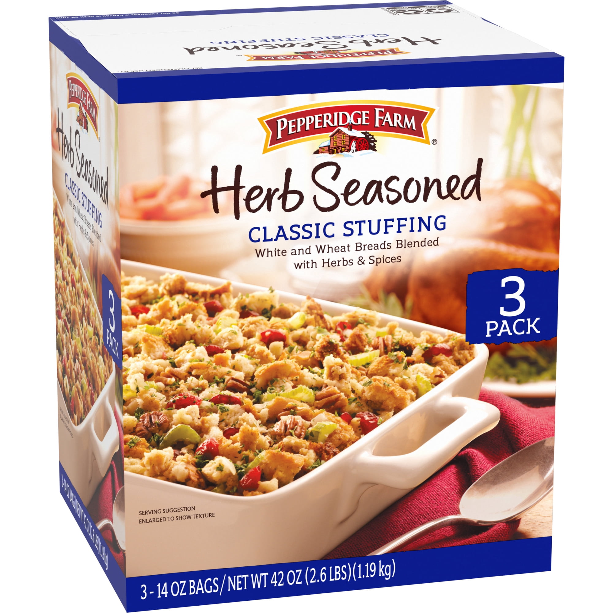 Pepperidge Farm Herb Seasoned Classic Stuffing, 14 oz. Bags, 3-Pack Box