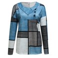 thumbnail image 3 of Gibobby Blusas De Moda Camiseta de manga larga con cuello cruzado y cuello en V para mujer（Aqua， XXL), 3 of 5