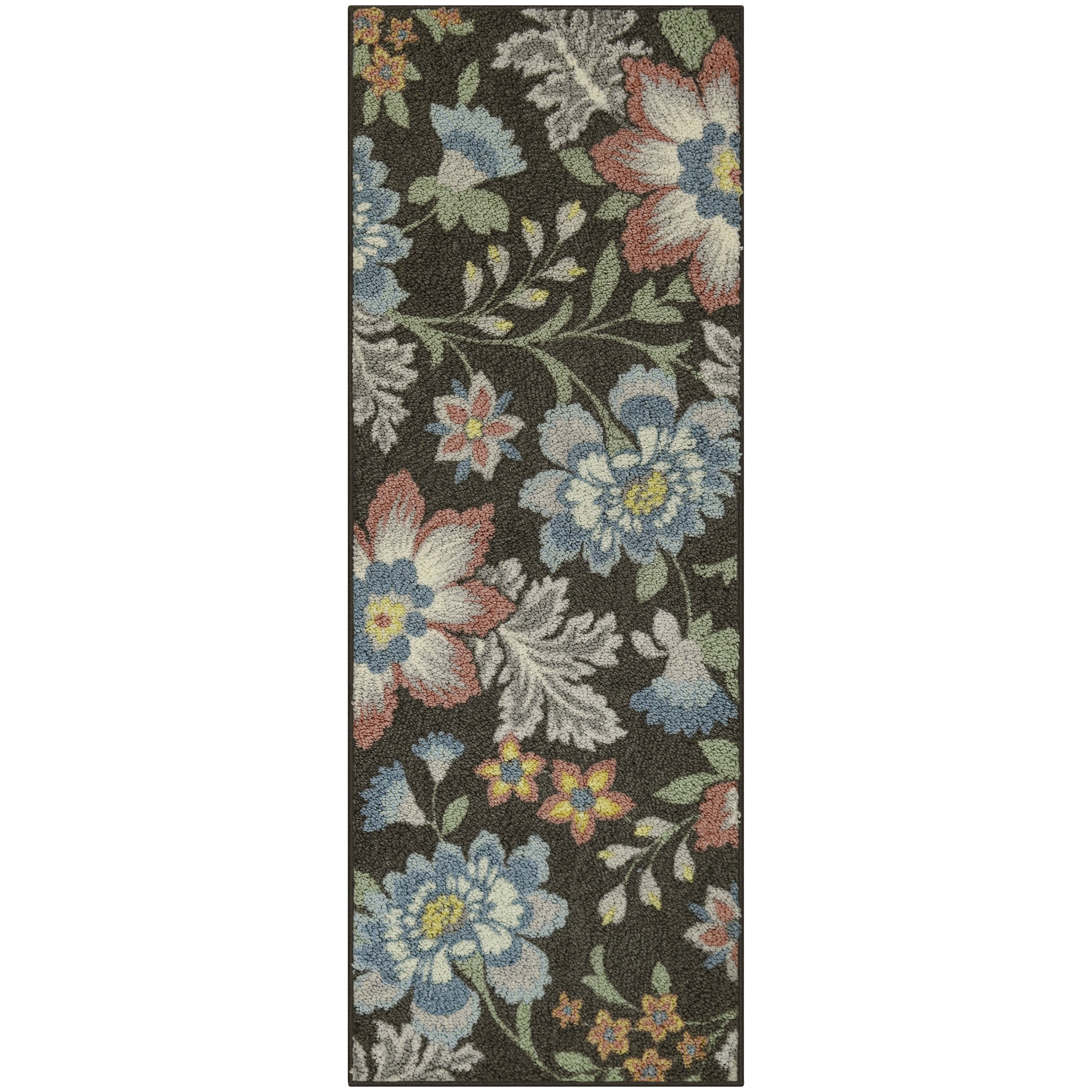 Mainstays Oversized Floral Farmhouse Gray Runner Rug, 1'10"x5
