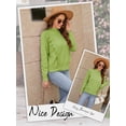 thumbnail image 6 of Hibeli Women Ruffle Trim Mock Neck Long Sleeve Ribbed Edge Knitted Sweaters, 6 of 7