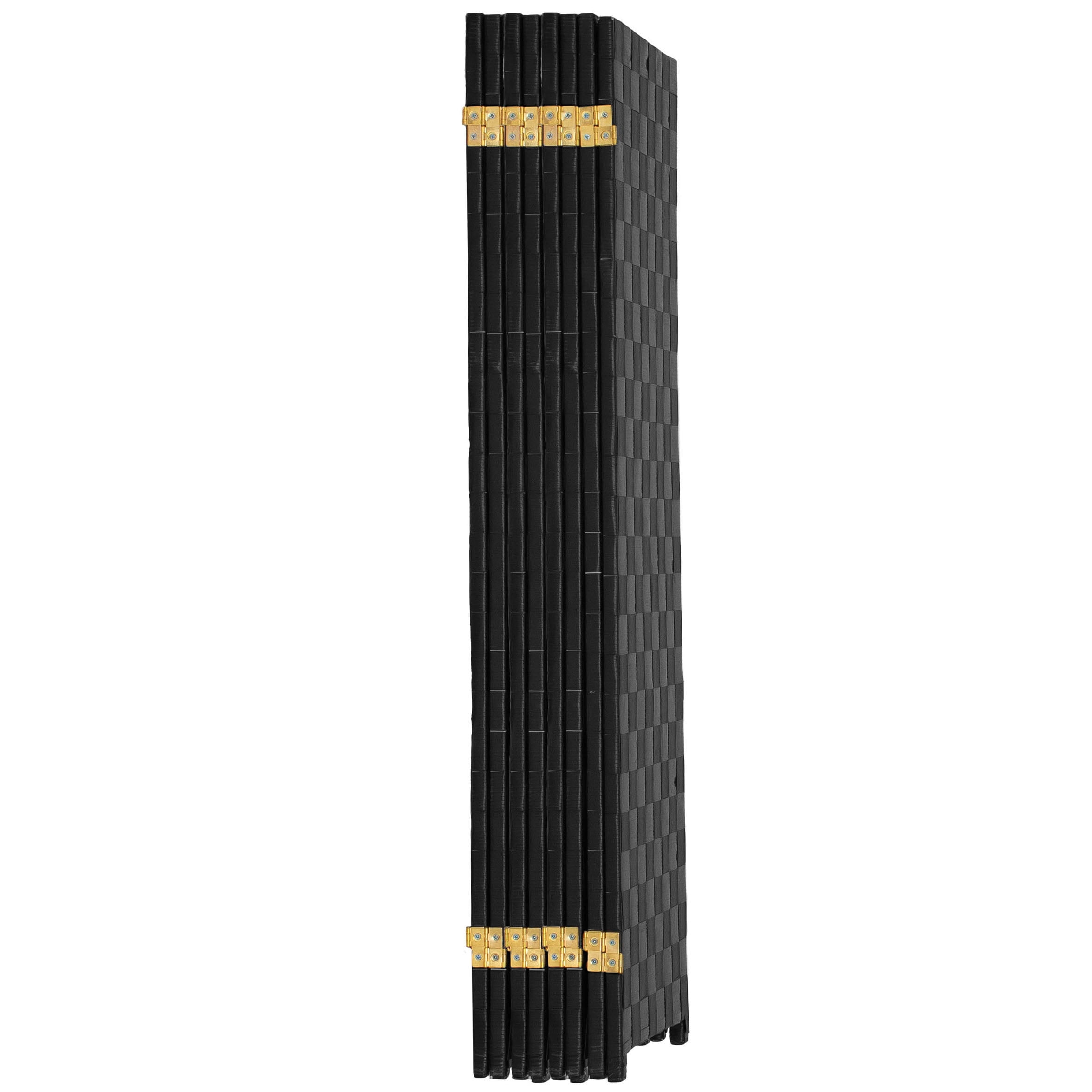 Red Lantern 4 ft. Short Woven Fiber Outdoor All Weather Folding Screen - 8 Panel - Black