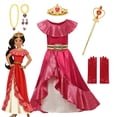 thumbnail image 2 of Disfraz de Princesa Elena de Avalor para niña, ropa de juego de rol de Anime de Disney, traje de Cosplay de Carnaval de Halloween, vestido largo con volantes rojos para niño, 2 of 5