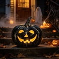 thumbnail image 2 of Tryvkinvive Black Distressed Jack O Lantern LED Light 6.7",Light Up Pumpkin Decor,Halloween Decoration for Porch Steps Desktop Indoor Outdoor, 2 of 6
