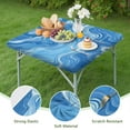 thumbnail image 4 of Blue White Tie Dye Swirl Pattern Square Fitted Tablecloth with Elastic Edge,Square Table Cover,Washable Elastic Table Cover for Home Kitchen Party Decor 36"x36", 4 of 6