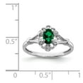 thumbnail image 3 of Sterling Silver Rhodium-plated Created Emerald & Diamond Ring, 3 of 6