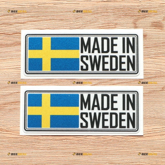 Made in Sweden Swedish Flag Car Truck Vinyl Decal Sticker - 2 Pack Reflective, 4 Inches - for Car Boat Truck