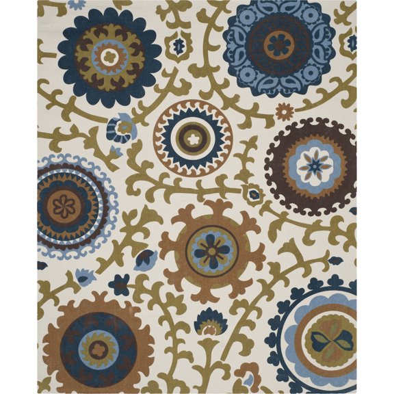 SAFAVIEH Cedar Brook Wilton Paisley Cotton Area Rug, Ivory/Blue, 2'3" x 3'9"