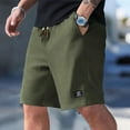 thumbnail image 4 of Nestiefly Mens Flat Front Shorts Drawstring Waffle Knit Jacquard Texture Outdoor Above Knee Shorts High Waisted Elastic Waist Above Knee Lounge Sweat Shorts with Pockets Army Green L, 4 of 5