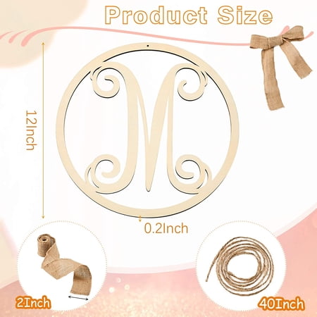 Back40Life 13-inch Unfinished Wood Monogram Letter D - Vines Circle Design, 1/2" Birch Plywood, Ready To Paint