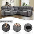 thumbnail image 6 of Bonzy Home Modern Fabric Reclining Sofa with Center Console, Hidden Storage and 2 Cup Holders for Living Room, 6 of 6