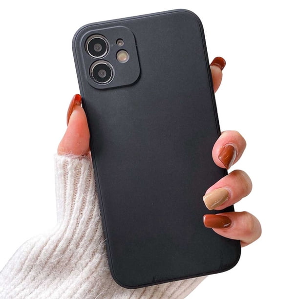 iPhone 12 Slim Black Phone Case with Lens Protection, 1mm TPU, Compatible with Apple