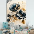 thumbnail image 2 of Designart Navy Blue And Gold Poppy Flowers II Canvas Wall Art, 2 of 5