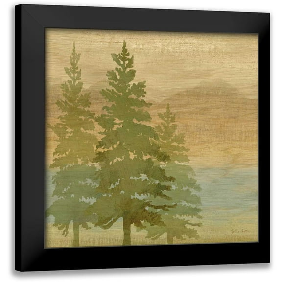 Coulter, Cynthia 12x12 Black Modern Framed Museum Art Print Titled - At the Lake Pine Trees I
