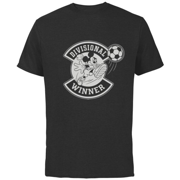Disney Mickey Mouse Divisional Winner Sports Soccer Ball - Short Sleeve Cotton T-Shirt for Adults - Customized-Black