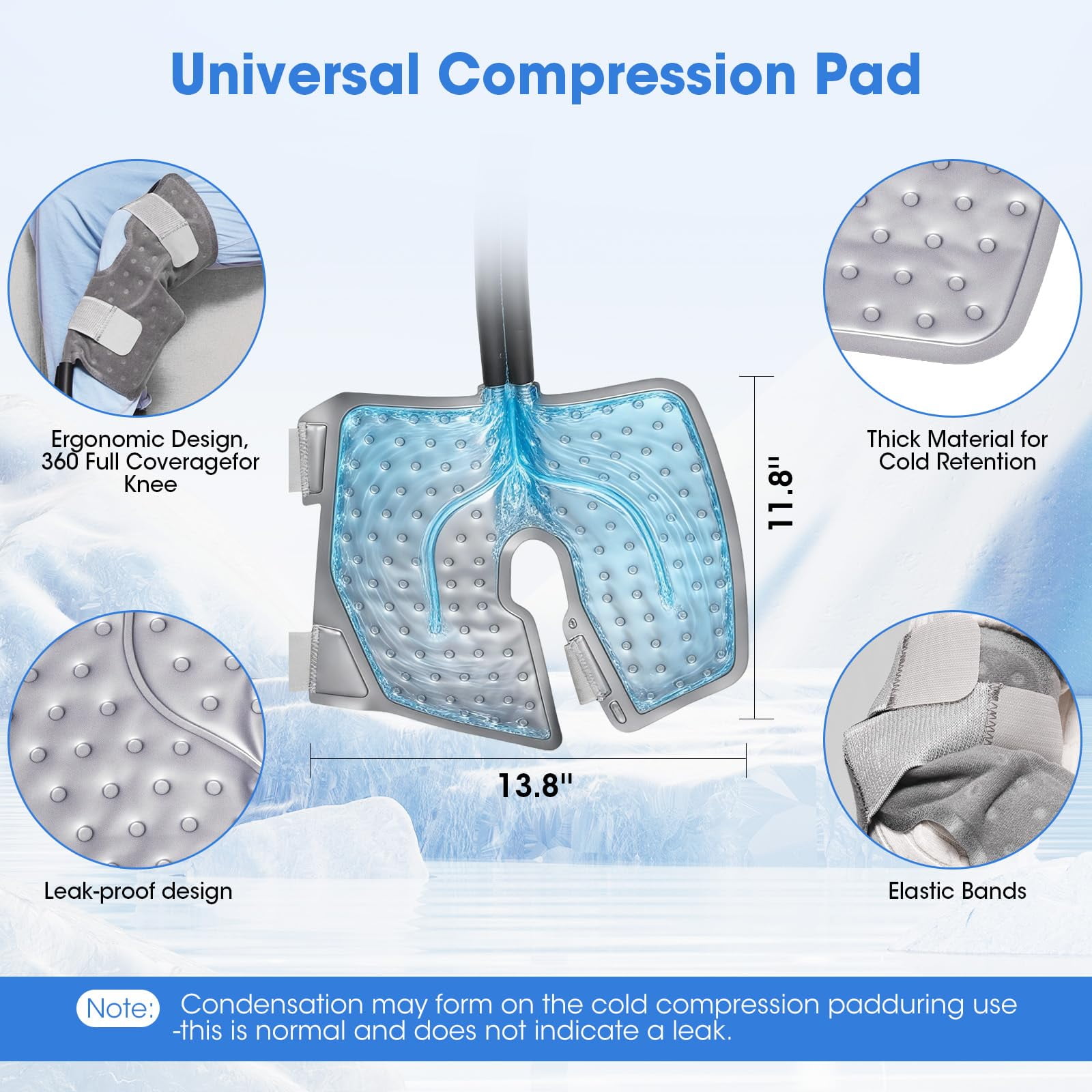 Cold Therapy Machine, Ice Machine for Knee After Surgery, cryotherapy Systerm with Pump, Adjustable Timer, Ideal for Knee Replacement Recovery, ACL,Swelling, Sprains, and Other Injuries (Light Gray)