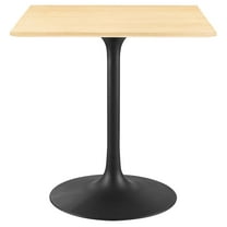 Modway Lippa 28" Square Wood Grain Dining Table in Black Natural