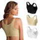 thumbnail image 5 of Sujetador de postura de soporte de espalda sin alambre con cierre frontal de cobertura total para mujer, sujetador deportivo S-5XL sin llantas (negro 4XL),Light Yellow,2XL, 5 of 10