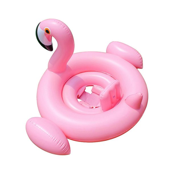Pink Swimming Float with Seat, 1-3 Years Girls Inflatable Swim Ring, Kids Cute Cartoon Swimming Ring Water Toys Pool Floats Mermaid/Flamingo